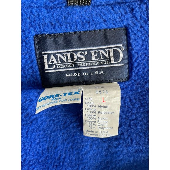 VTG Lands End GORE-TEX Jacket Men's Size Large L Blue Red Blanket Lined - Picture 8 of 9